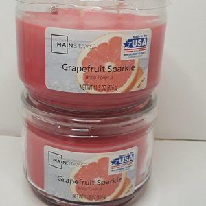 2 Mainstays Grapefruit Three Wick Candles 11.5 oz